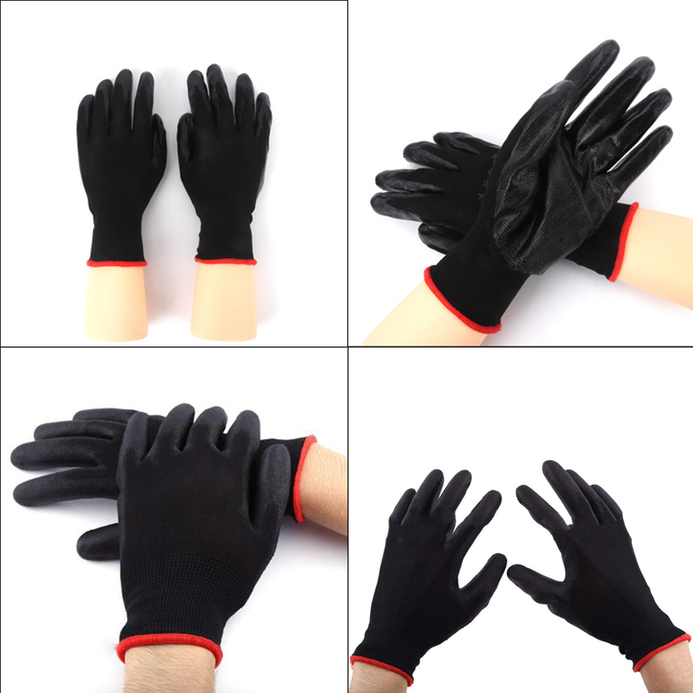 Mittens 12 Pairs Safety Coating Work Gloves Hand Protect PU Nylon Anti Skid Dustproof Coated For Garden Tools Supply 230828
