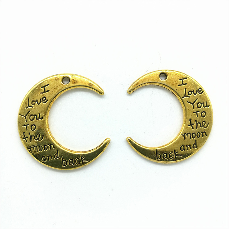 Whole 50pcs Alloy Charms Pendant Jewelry Making Silver Golden I Love You To The Moon And Back DIY Jewelry Findings 29x27mm