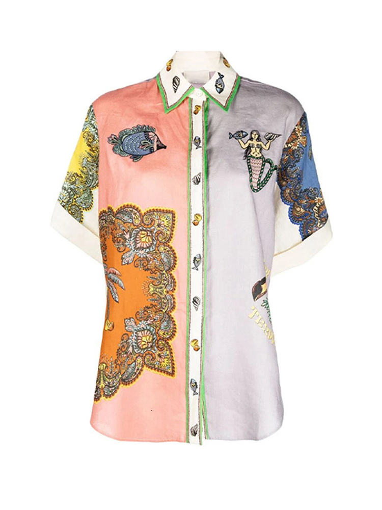 Women's Two Piece Pants Print Pant Sets Women Short Sleeve Single Breasted Top Wide Leg Drawstring Trousers Female Casual Shirt Two Piece Set For