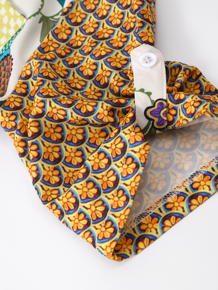 Women's Two Piece Pants Birds Flower Printed Shirts Pants 2 Pieces Set Women Short Sleeve Lapel Single Breasted Top And Wide Leg Pants Suit Summe