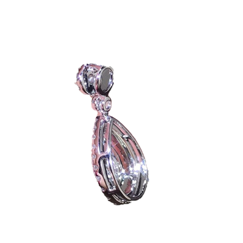 New Victoria Sparkling Luxury Jewelry 925 Sterling SilverRose Gold Fill Drop Water White Topaz Pear CZ Diamond Women Pendant Chai