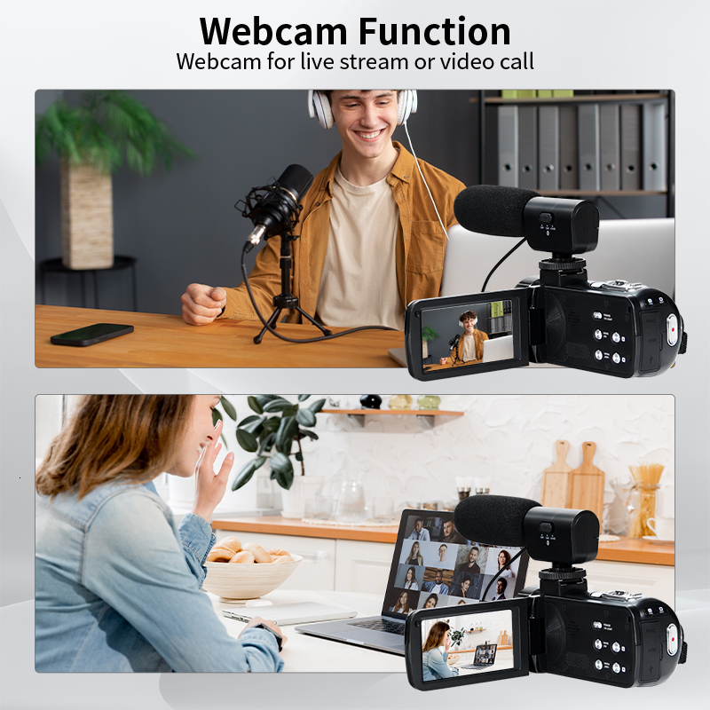 Camcorders 4K Camcorder Ultra HD 56MP Video Blog for YouTube 18 x Digital IR Night Vision WiFi with Microphon 230830