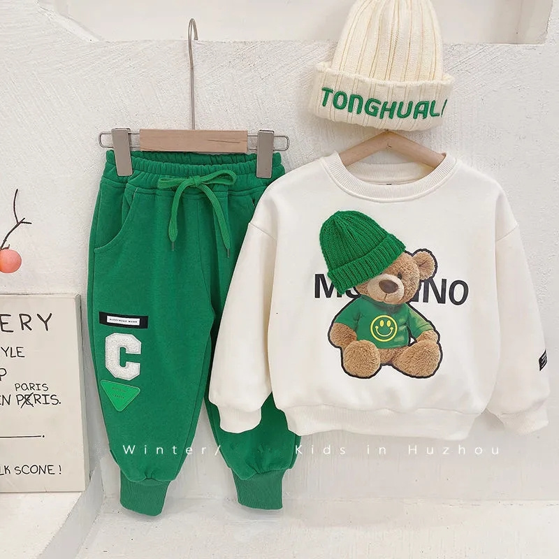 Clothing Sets Baby Girls boy clothes spring autumn fashion children's suit baby solid color printing top+Sweatpants kids two-piece suit 1-5Y 2308