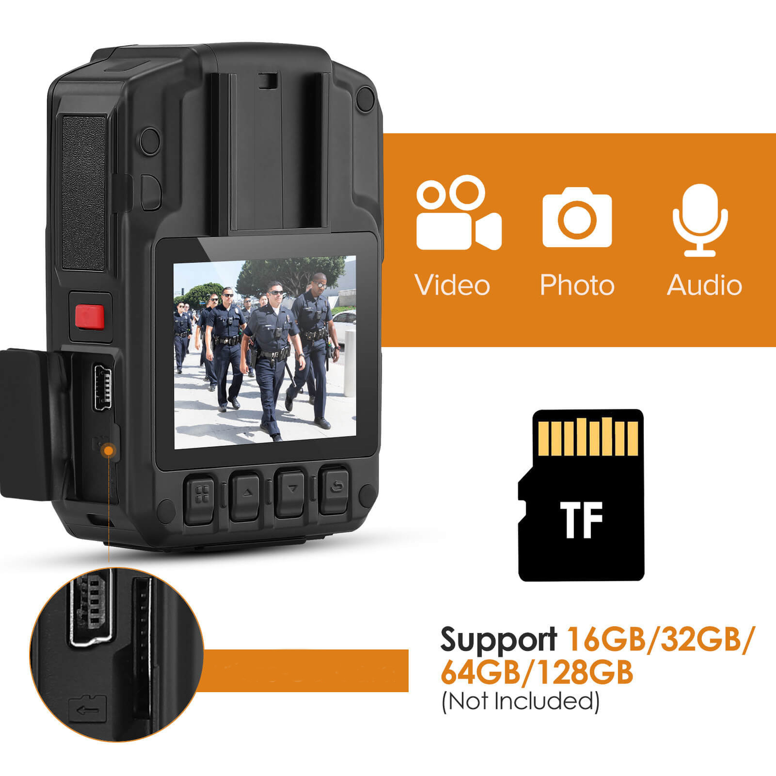 Mini Cameras BOBLOV V8N Camera 64G 1080P Body Mounted BodyCam Video Recorder IR Night Vision Audio DVR for Security Guard Camara 230830