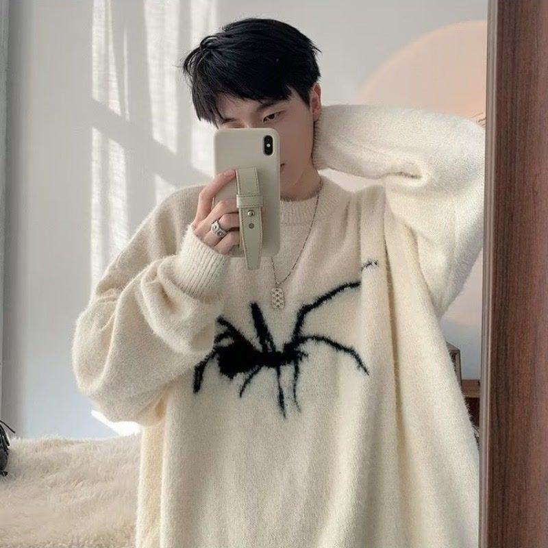 Men's Sweaters American Retro Soft Waxy Round Neck Sweater For Men Women Y2K Winter Ins Lazy Wind Loose Casual Thick Couple Sweater Jacket 230829