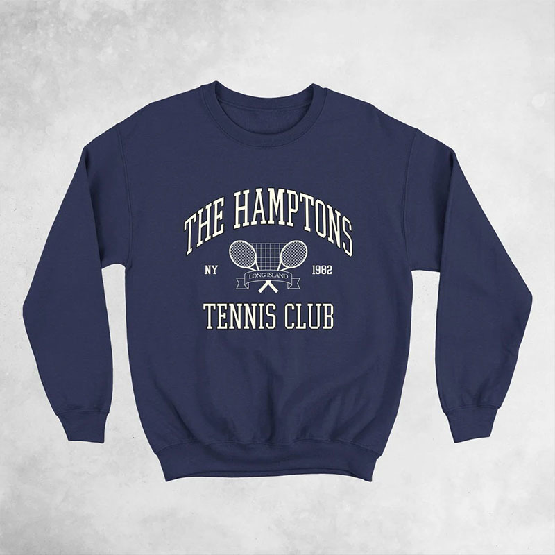 Men s Hoodies Sweatshirts The Hamptons Tennis Club Printing American Vintage Women Pullovers Long Sleeve Loose Cotton Thick Warm Spring Autumn 230829