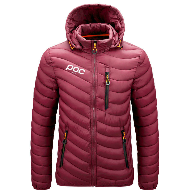 Cycling Jackets Men's Winter Thermal Jacket Moto Poc Cycling Hooded Warm Coat Outdoor Windbreaker Mountain Bike Cothing MTB Bicycle Down Jackets 