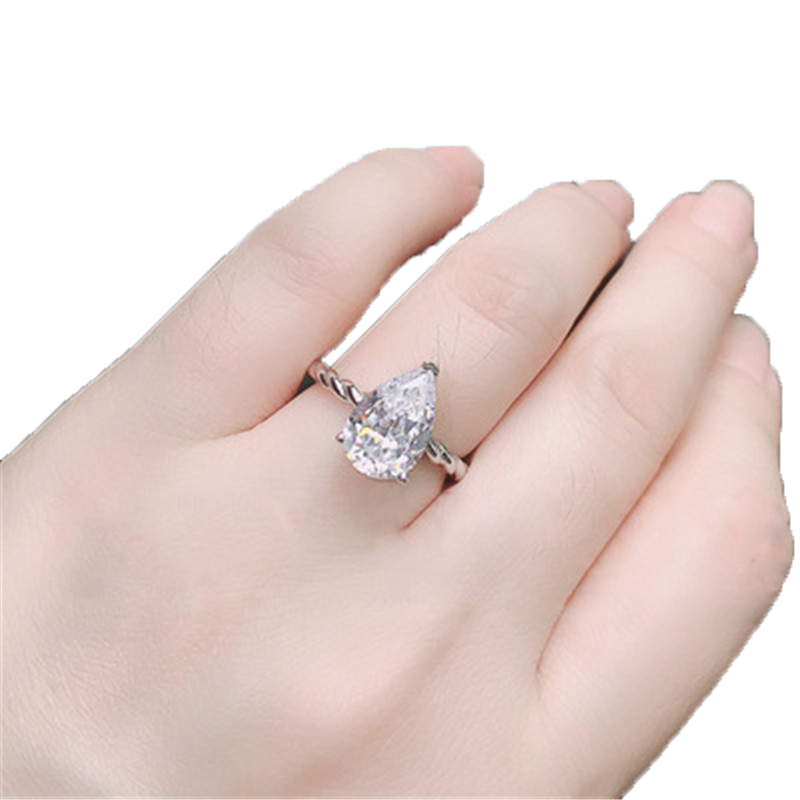 Bling Water Drop 3ct Lab Diamond Ring 925 Sterling Silver Bijou Engagement Wedding Band Rings For Women