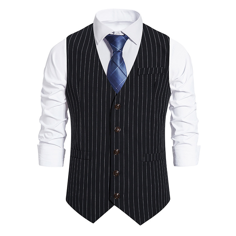 Wholesale- slim fit striped dress vests for men good qaulity mens suit vest male waistcoat casual size 3xl