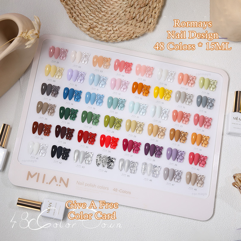 Rormays Gel Nail Polish 48PCS Fashion Vernis 15ML Shiny Nail Semi Permanent Mixed Varnish UV LED Soak Primer Coat Nail Salon gel Factory Wholesale