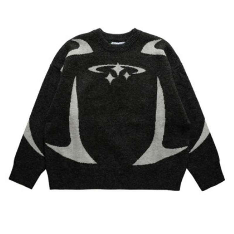 Men's Sweaters Men's Vintage Knitwear Y2K Stars Graphic Sweaters Winter Harajuku Oversized Pullover Sweater Unisex Aesthetic Clothes For Tee