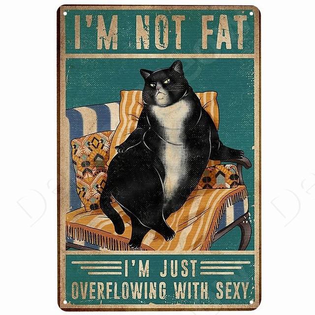 Sewing Because Murder is Wrong Vintage Tin Signs Cat and Wine Metal Sign Funny Cat Signs for Home Garden Decor Cat Lovers Gift Pet House Wall Painting