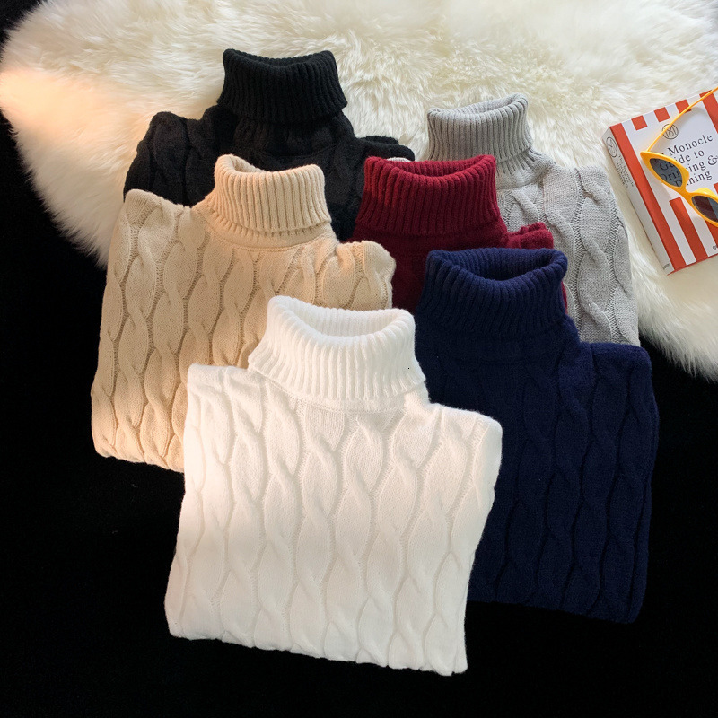 Men s Sweaters Autumn Winter Thick Sweater Solid Color Turtleneck Collar Long Sleeve Warm Basic Classical Knit 230830