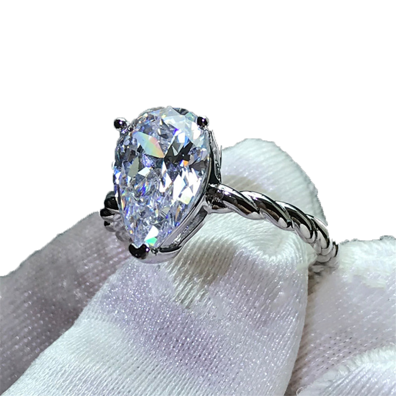 Bling Water Drop 3ct Lab Diamond Ring 925 Sterling Silver Bijou Engagement Wedding Band Rings For Women