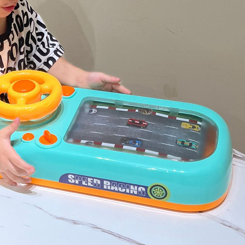 Diecast Model car Children Racing Steering Wheel Driving Toy Vehicle Electronic Simulation Adventure Desktop Game Simulated Driving Toys for Kids 2308