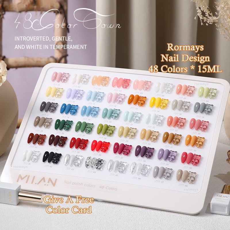 Rormays Gel Nail Polish 48PCS Fashion Vernis 15ML Shiny Nail Semi Permanent Mixed Varnish UV LED Soak Primer Coat Nail Salon gel Factory Wholesale