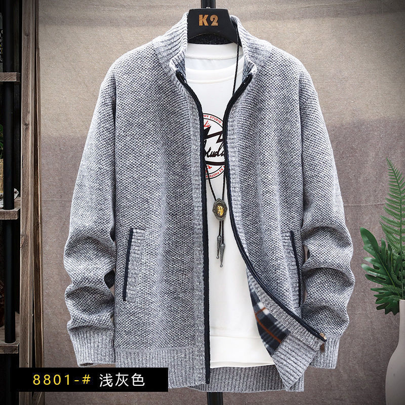Men's Sweaters Autumn Winter Korean Style Patchwork Fleece Thick Knitwear Man Fashion All Match Jacket Male Vintage Y2K Top Casual Gentmen Coat 2