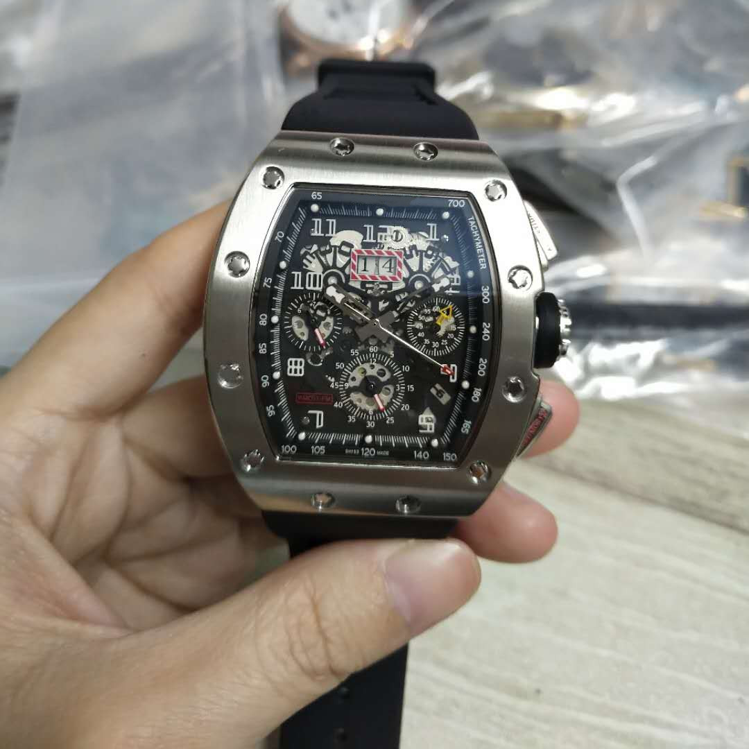 Hot sale mechanical automatic watch Classic style man watch stainless watches Transparent Back Skeleton Face Rubber band Wrist watch W12