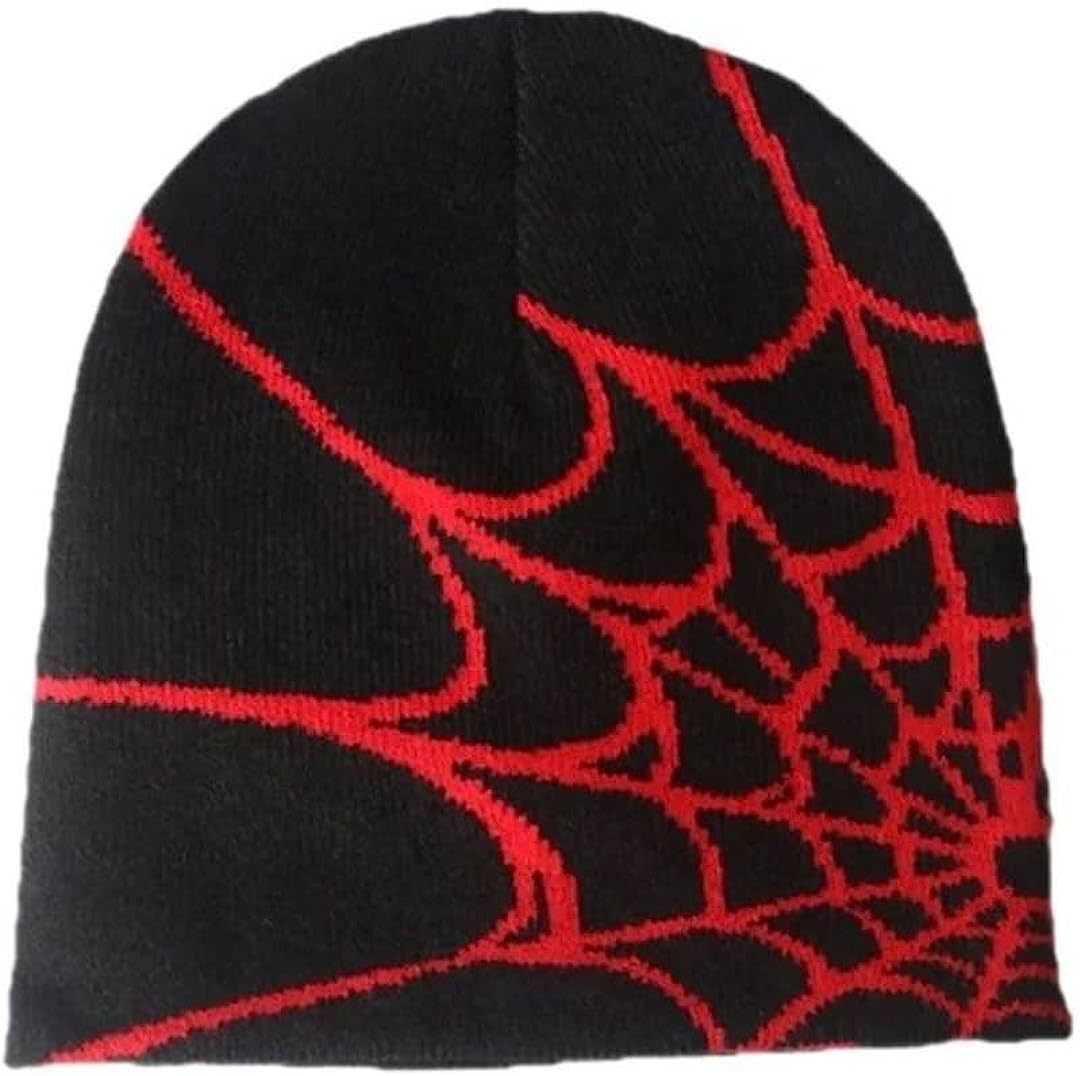 Ball Caps Dicusph Y2k Gothic Spider Web Jacquard Knitted Hat Hip Hop Warm Wool Hat Cold Hat