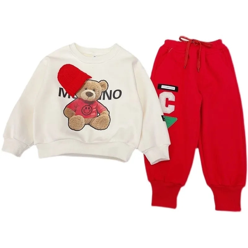 Clothing Sets Baby Girls boy clothes spring autumn fashion children's suit baby solid color printing top+Sweatpants kids two-piece suit 1-5Y 2308
