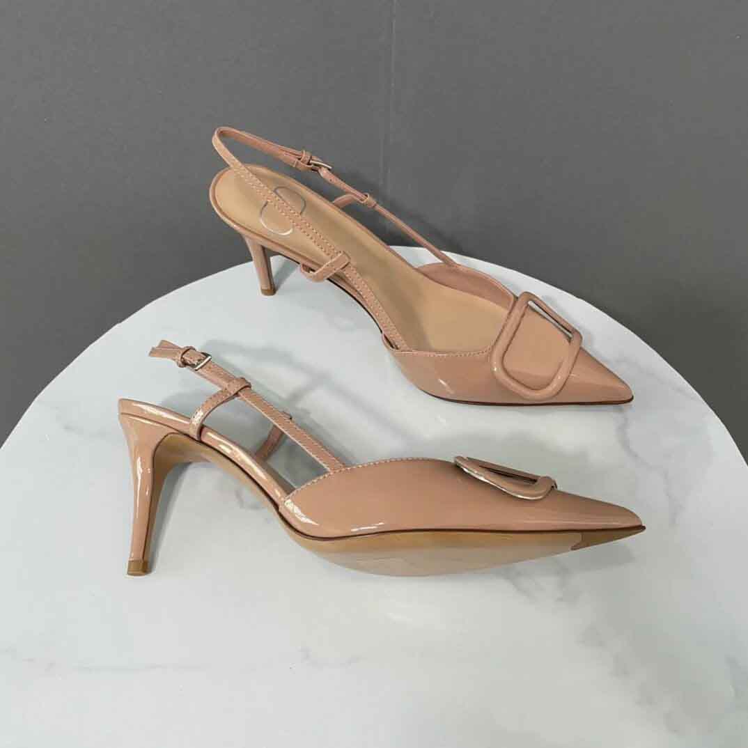Dress pump Women sandal mid heeled vlogos leather slingback pumps Garavan classic women heels sling back pointed toe nice designer