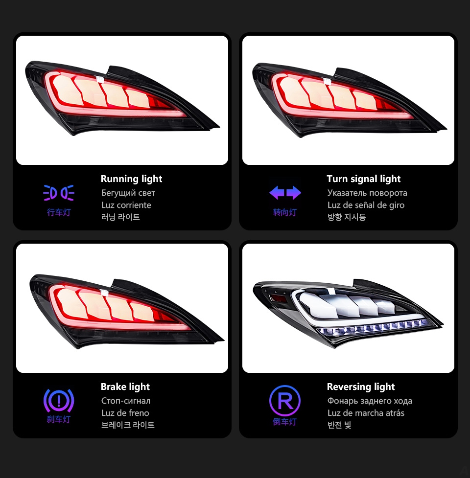 Car Rear Taillight for Hyundai Tail Lights Genesis Coupe 2009-2012 LED Signal Lights Brake Reverse Stop Light