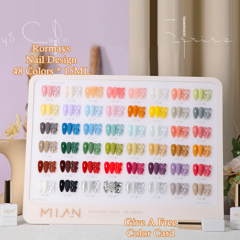 Rormays Gel Nail Polish 48PCS Fashion Vernis 15ML Shiny Nail Semi Permanent Mixed Varnish UV LED Soak Primer Coat Nail Salon gel Factory Wholesale