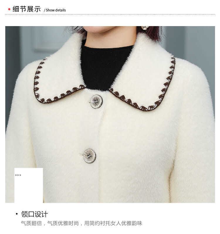 New fashion womens turn down collar mohair wool knitted long sleeve sweater coat SMLXL
