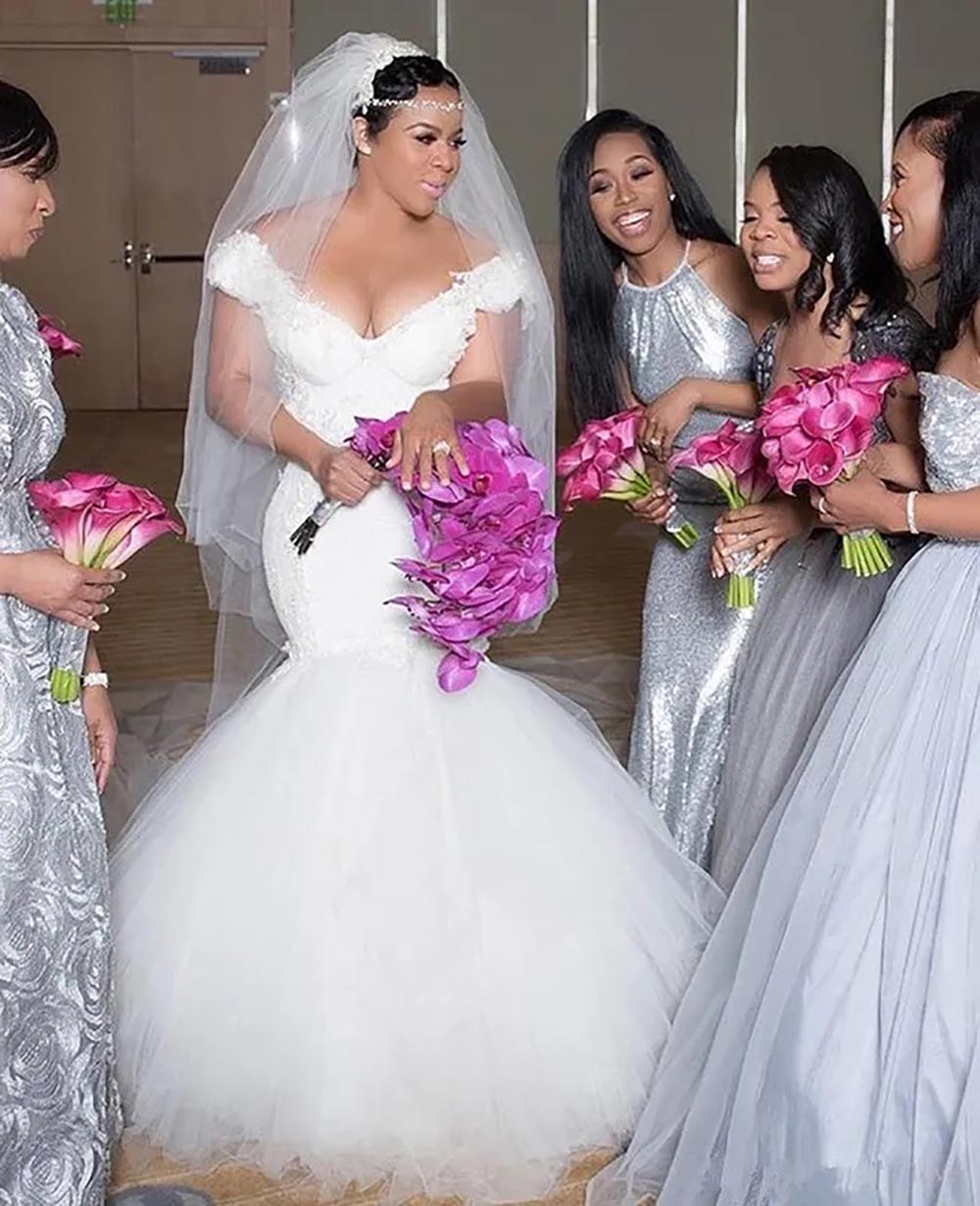 Wedding Dresses White Bridal Gowns Formal Applique New Ivory Custom Plus Size Lace Up Mermaid Trumpet Beaded Sleeveless V-Neck Tulle