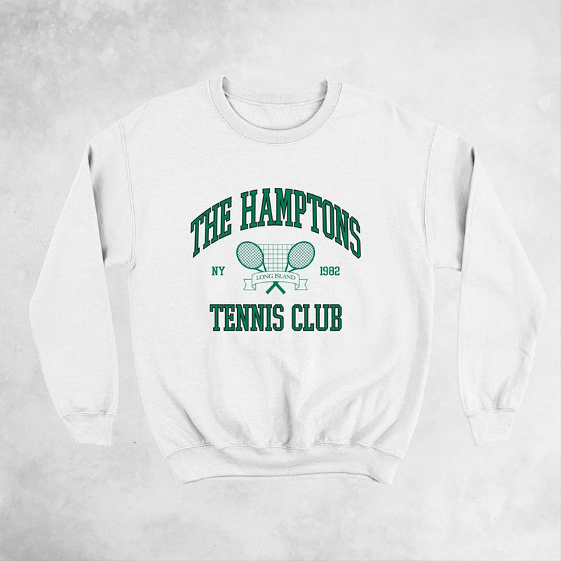 Men s Hoodies Sweatshirts The Hamptons Tennis Club Printing American Vintage Women Pullovers Long Sleeve Loose Cotton Thick Warm Spring Autumn 230829