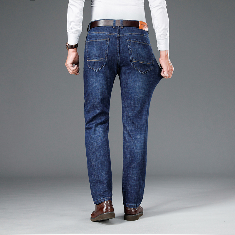 Men's Jeans Autumn and Winter Thick Jeans Men's Elastic Business Loose Straight Casual Pants Men's Denim Long Pants Casual All-match 23
