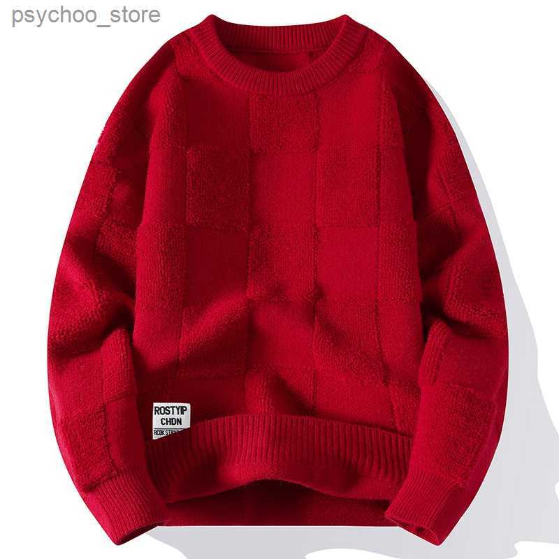 Huncher Mens Knitted Sweater Men 2022 Winter Thick Fluffy Casual Oversized Vintage Jumper Male Korean Fashion Crewneck Sweaters Q230830