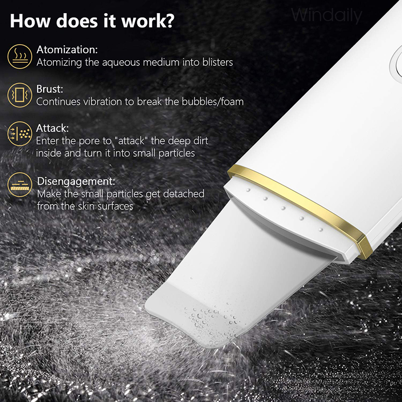 Face Care Devices Ultrasonic Skin Scrubber Vibration Face Spatula Blackhead Remover Shovel Clean Cavitation Peeling Skin Care Tools 230829