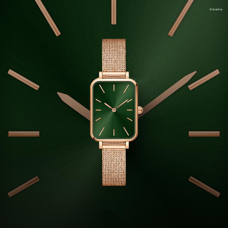 Wristwatches QUADRO PRESSED EMERALD Watch For Women Montre Femme Fashion Daniel Wristwatch 26mm Quartz Watches Gif