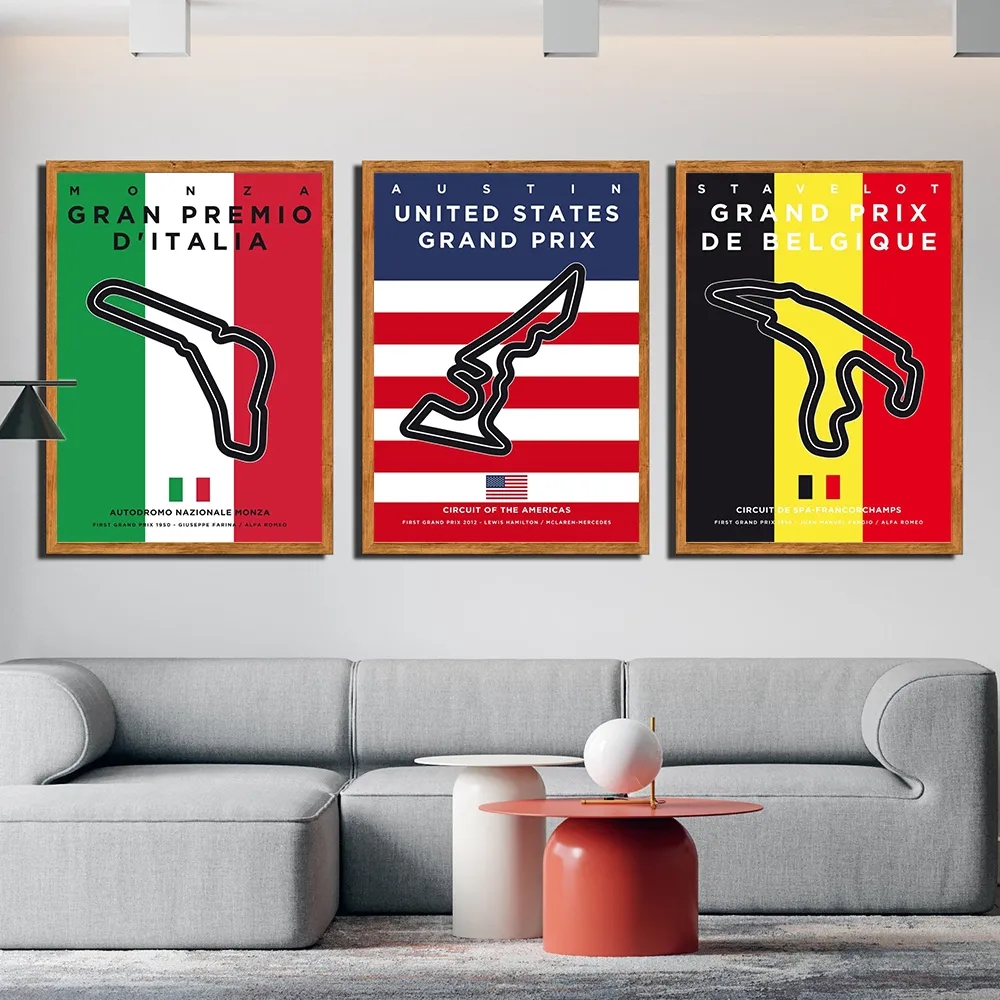 Classic Grand Track Edition Posters Race Car Circuit Canvas Painting Print Club Decoration Living Room Boys Bedroom Home Decor No Frame Wo6