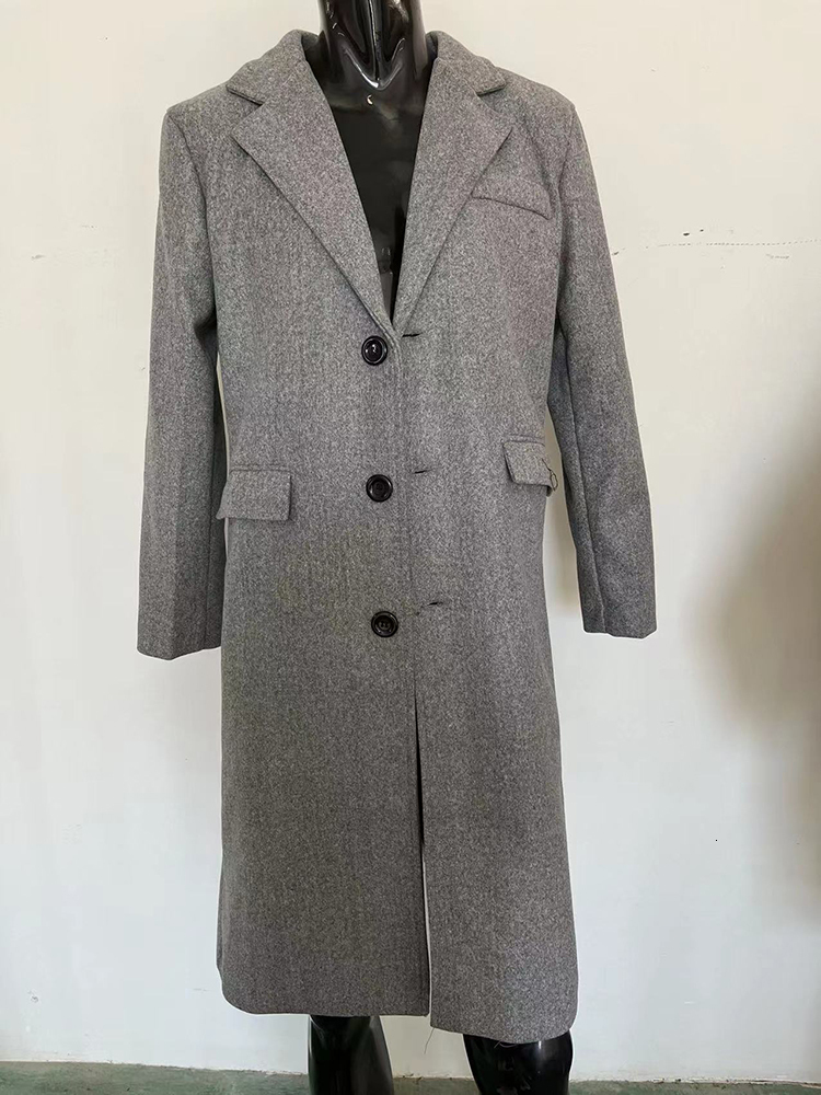 Mens Wool Blends Aelegantmis Winter Woolen Coat Single Breasted Slim Fit Long Overcoat Solid Lapel Collar Autumn Streetwear Jackets 230829