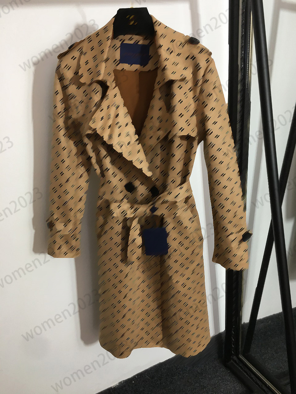 womens 2023 long trench coats brand designer fashion autumn jackets Double breasted lace-up waist lapel long sleeve deerskin trench coat high end lady winter jackets