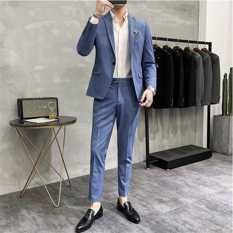 Men's Suits Blazers Men's Suit Jacket with Pant Formal Slim Fit Business Work Wedding Stage Tuxedo Fashion Men Social Dress Suit 2 Pieces Se