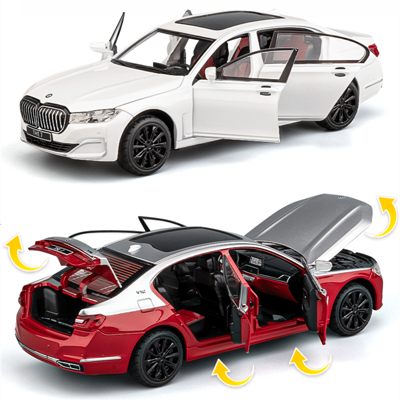 Diecast Model car 1/24 7 Series 760 LI Alloy Car Model Diecasts Metal Vehicles Car Model Simulation Sound and Light Collection Childrens Toys Gift 230