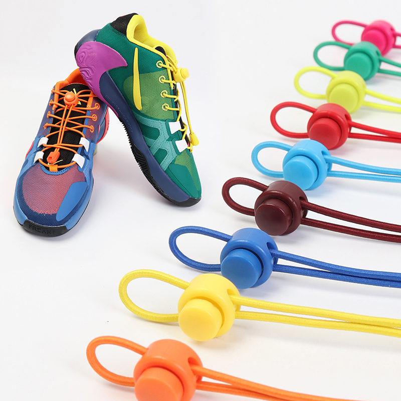 Shoe Parts Accessories Quick Wear In 1 Second No Tie Shoe Laces Round Spring Plastic Lock Elastic Shoelaces Hiking Sports Shoe Accessories Lazy Lace 2