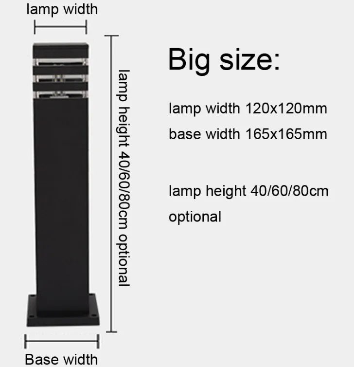waterproof modern square garden park LED Lawn Lamps lights 110V 120V lawn post light outdoor LLFA LL