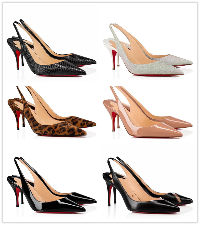christian louboutin red bottom louboutinshoe loubitons elegant brushed leather sandal shoe for women slingback pumps luxury footwear high heels party weddin 4TNC