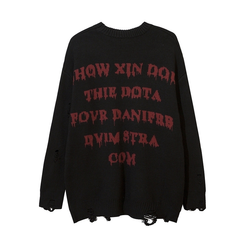 Men's Sweaters Ripped Goth Women Y2k Men Sweaters Vintage Black Oversized Knitted Sweater Harajuku Anime Fashion Winter Knit Tops Pullover 230829