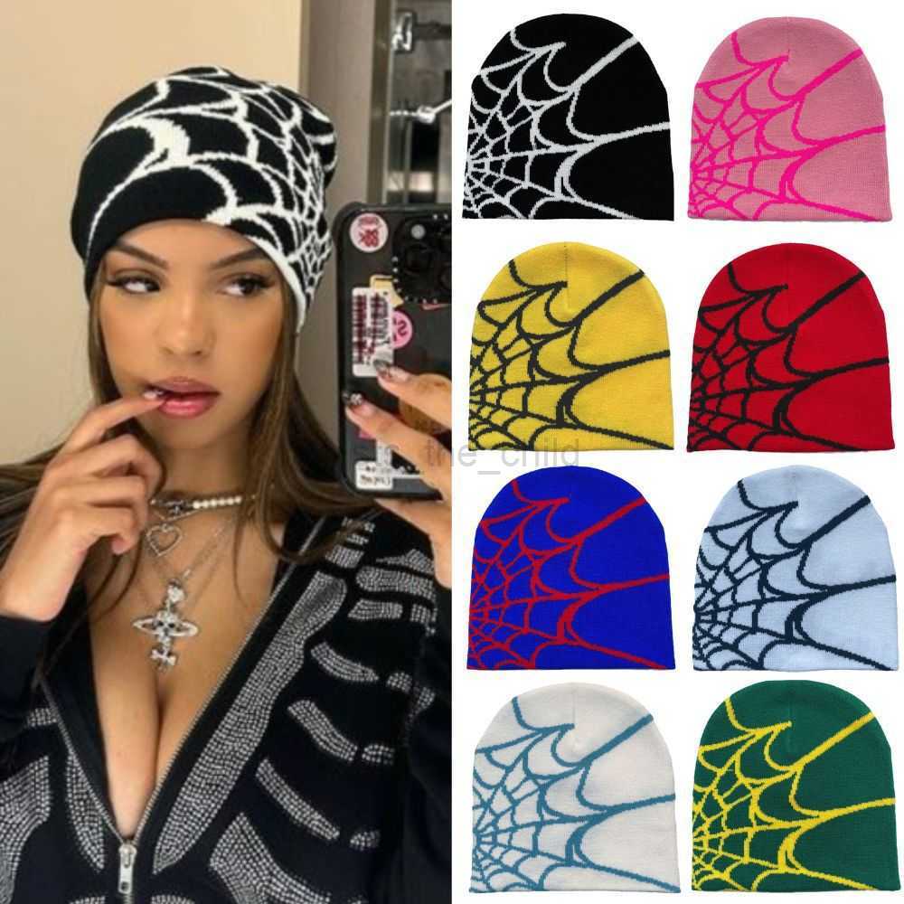 Ball Caps Jacquard Knitted Hat Classic Spider Web Jacquard Knitted Warm Wool Hat Printed Jacquard Hat
