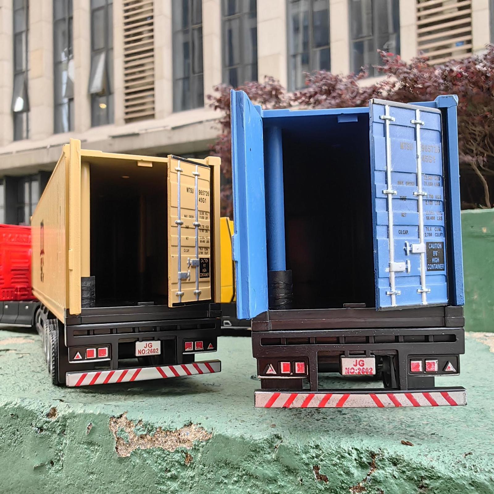 Diecast Model car 1/50 Simulation Large Truck Toy Car Model Alloy Diecast Transport Container Vehicle Car For Boy Gifts with Sound Light Pull Back 230