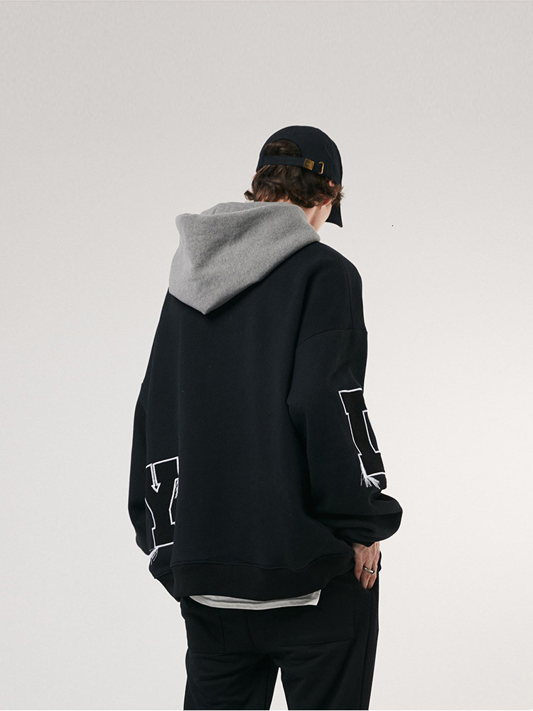 Men's Hoodies Sweatshirts Y2K Hoodie Simple Embroidery Letter Plush Loose Shoulder Inf Men Sweater 230829