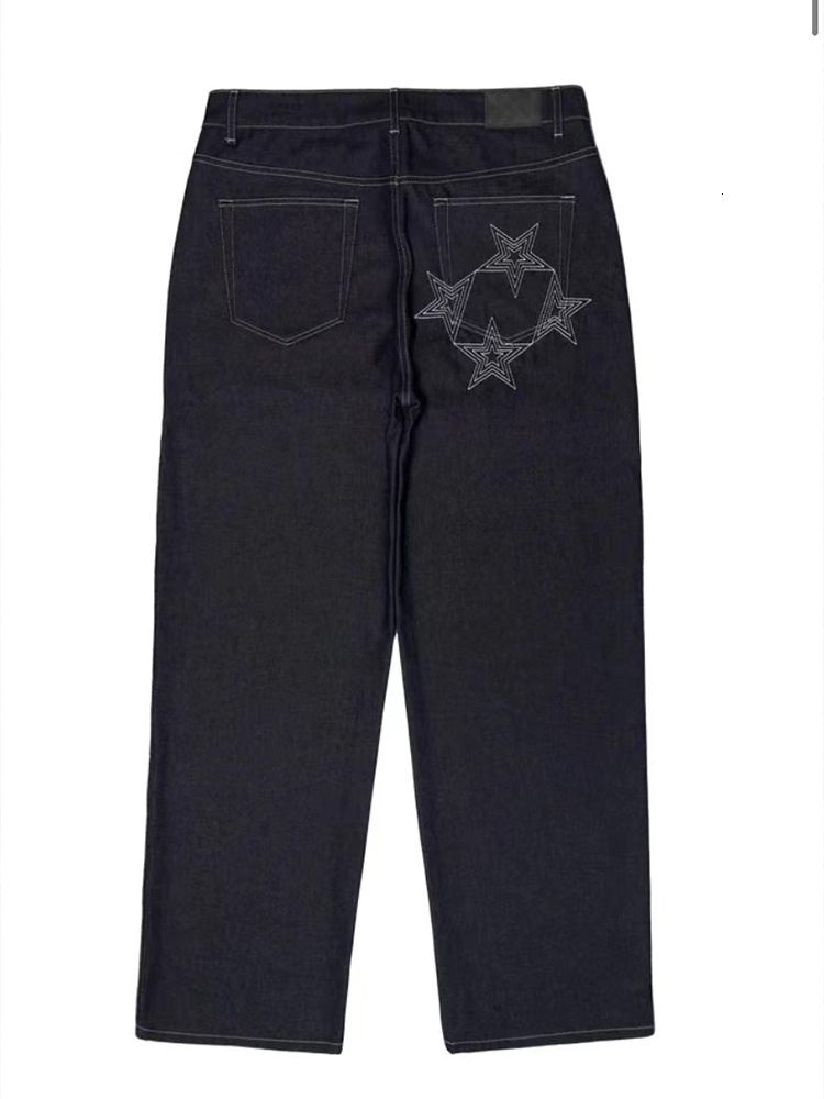 Men's Jeans Y2k 99Based Jeans Men's Hip Hop Print Oversized Dark Blue Jeans Fashion Casual Loose Straight Wide Leg Trouser 230829