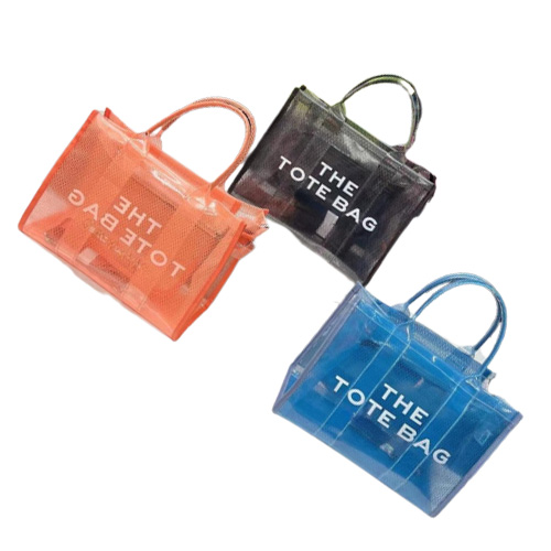 Fashion Designer Women039s Summer Transparent Tote Bags New PVC Jelly Color Largecapacity Handbags with Shoulder Strap Be