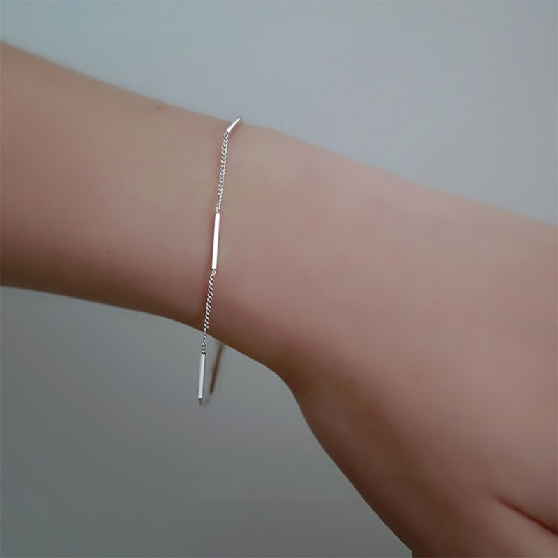 New 925 Sterling Silver Square Bracelet Simple Style Shiny Bracelet Gifts for Women Exquisite Fashion Jewelry