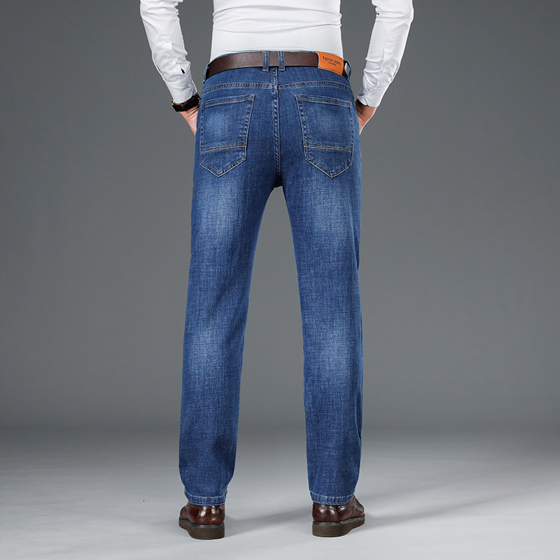 Men's Jeans Autumn and Winter Thick Jeans Men's Elastic Business Loose Straight Casual Pants Men's Denim Long Pants Casual All-match 23